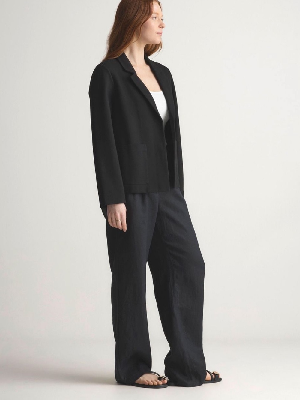 NWT Quince Ultra-Stretch Ponte Open Blazer Black Size M
